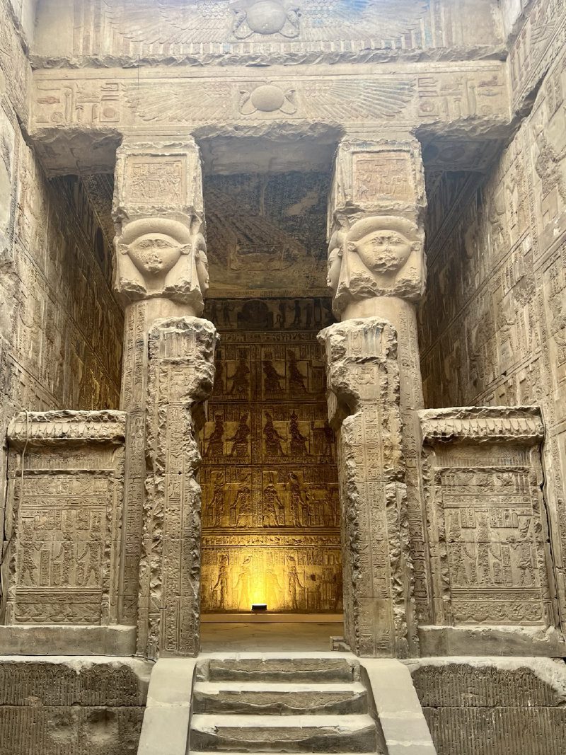Hathor-capital columns, Temple of Dendera, Egypt